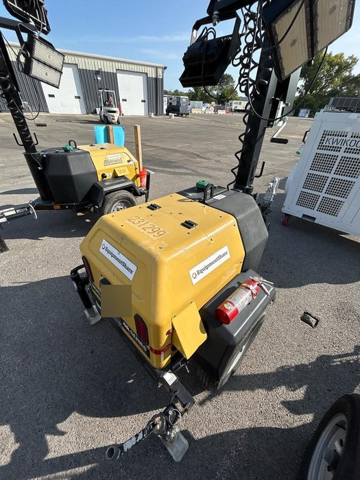 2022 Allmand NLV3GR (4) LED Light Fixture 350W, 23' Vertical Mast, 3kW Prime, Towable, Deep Sea L401, Leveling Jacks, Yanmar T4F 5.8hp