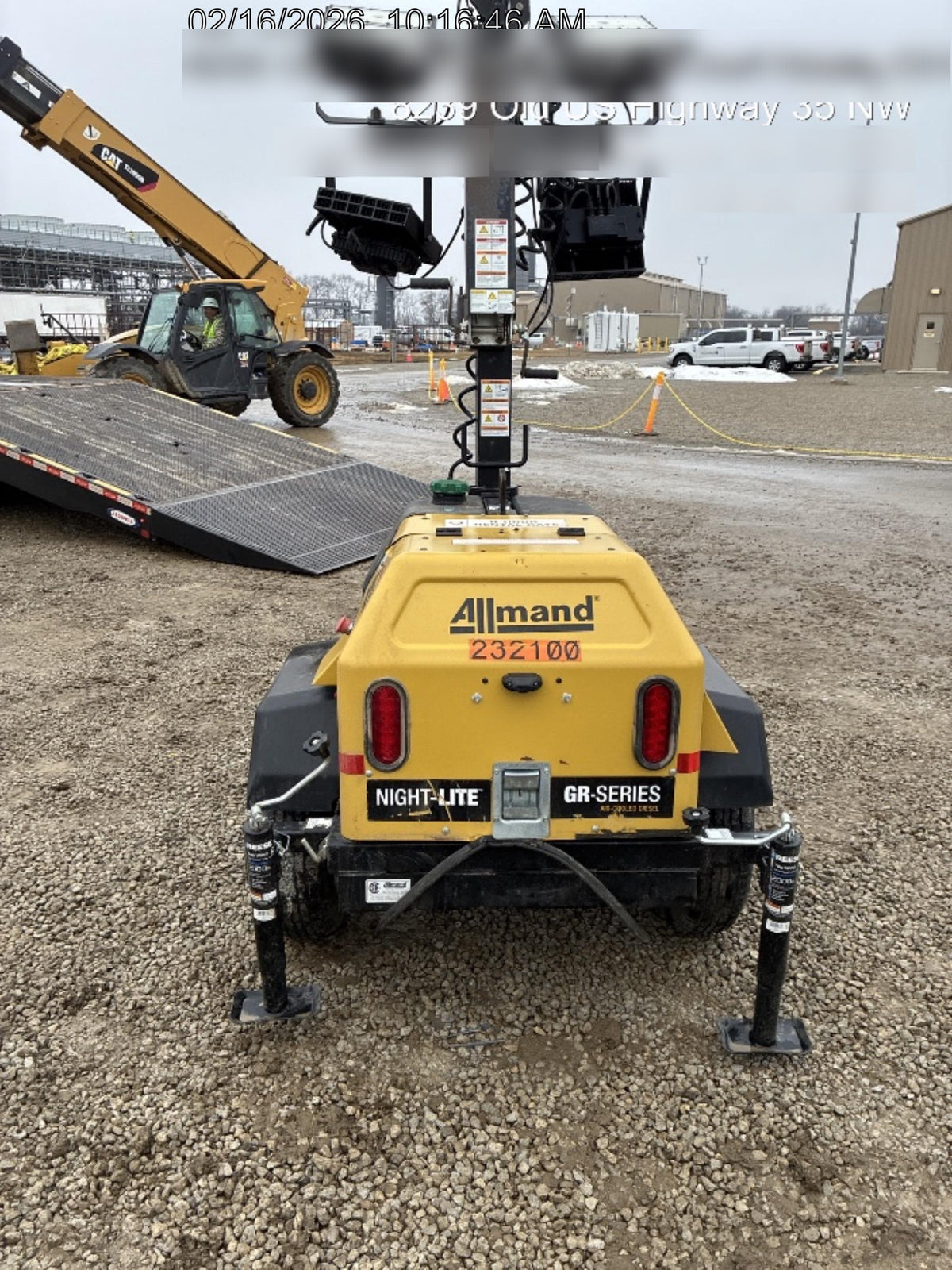 2022 Allmand NLV3GR (4) LED Light Fixture 350W, 23' Vertical Mast, 3kW Prime, Towable, Deep Sea L401, Leveling Jacks, Yanmar T4F 5.8hp