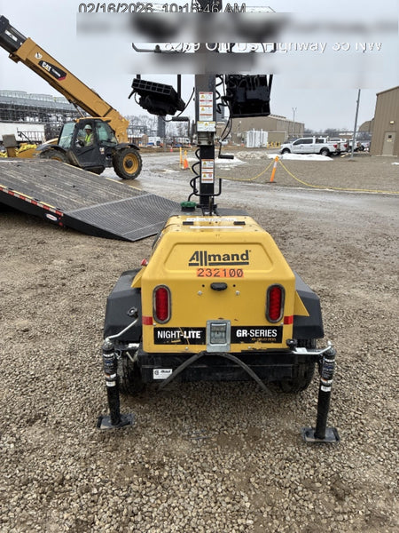 2022 Allmand NLV3GR (4) LED Light Fixture 350W, 23' Vertical Mast, 3kW Prime, Towable, Deep Sea L401, Leveling Jacks, Yanmar T4F 5.8hp