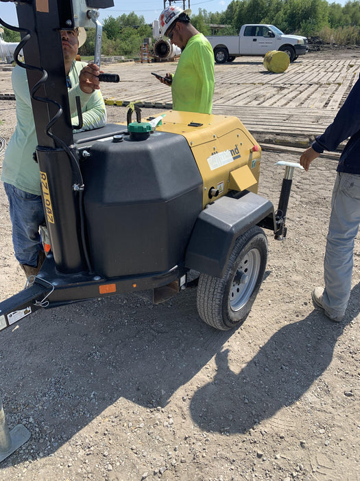 2022 Allmand NLV3GR (4) LED Light Fixture 350W, 23' Vertical Mast, 3kW Prime, Towable, Deep Sea L401, Leveling Jacks, Yanmar T4F 5.8hp