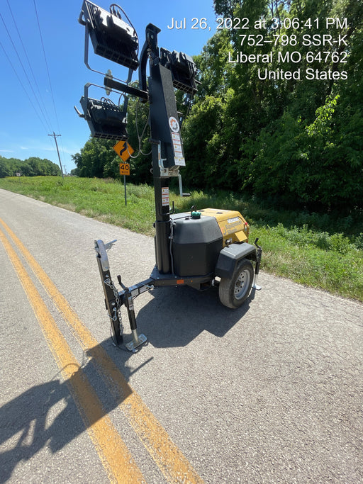 2022 Allmand NLV3GR (4) LED Light Fixture 350W, 23' Vertical Mast, 3kW Prime, Towable, Deep Sea L401, Leveling Jacks, Yanmar T4F 5.8hp