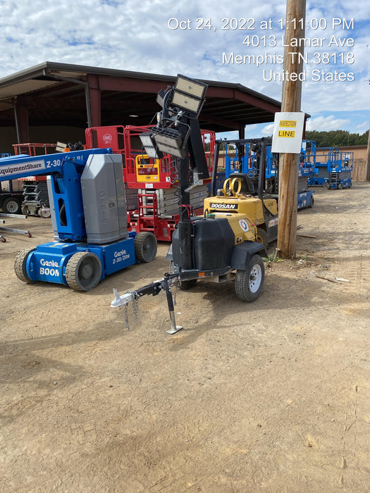 2021 Allmand NLV3GR (4) LED Light Fixture 350W, 23' Vertical Mast, 3kW Prime, Towable, Deep Sea L401, Leveling Jacks, Yanmar T4F 5.8hp