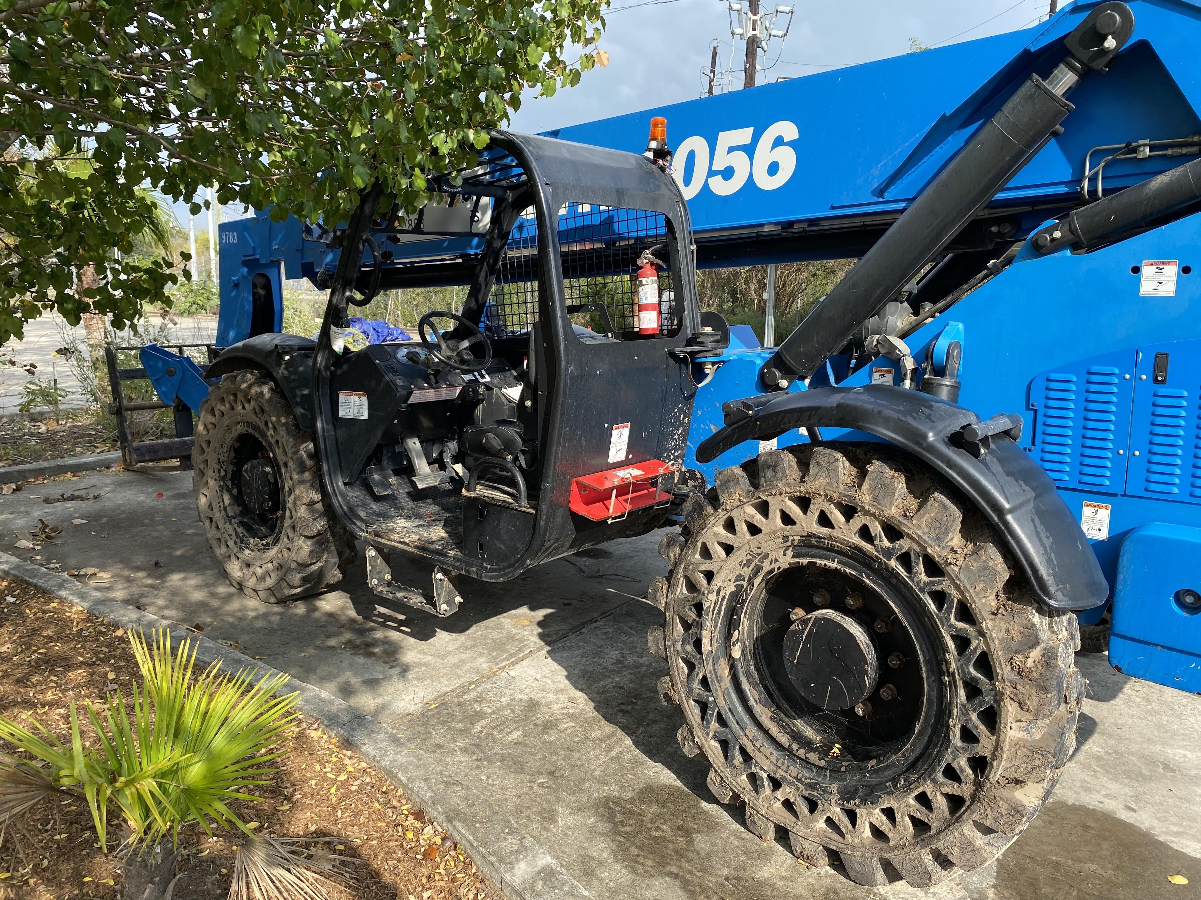 2018 Genie GTH-1056 Genie GTH-1056 w/Open ROPS, Solid Tires, Work Light/Beacon, 60" Carriage and Forks
