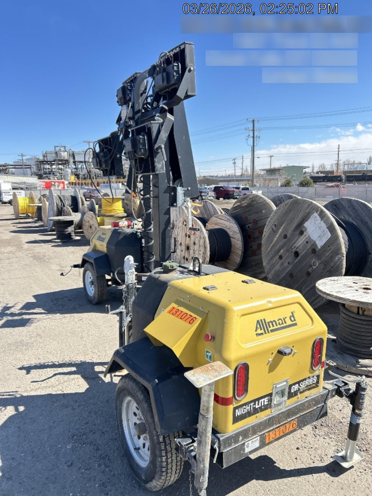 2021 Allmand NLV3GR (4) LED Light Fixture 350W, 23' Vertical Mast, 3kW Prime, Towable, Deep Sea L401, Leveling Jacks, Yanmar T4F 5.8hp