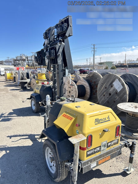 2021 Allmand NLV3GR (4) LED Light Fixture 350W, 23' Vertical Mast, 3kW Prime, Towable, Deep Sea L401, Leveling Jacks, Yanmar T4F 5.8hp