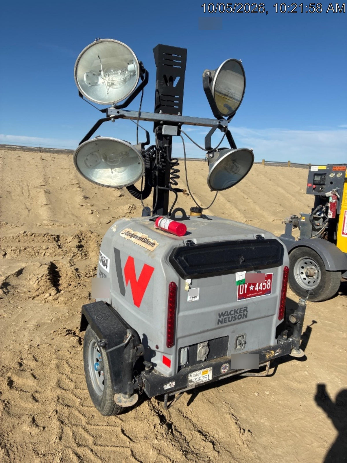2019 Wacker Neuson LTV6L-MH Wacker Neuson LTV6L Mobile Light Tower w/Fuel Level Sensor Installed