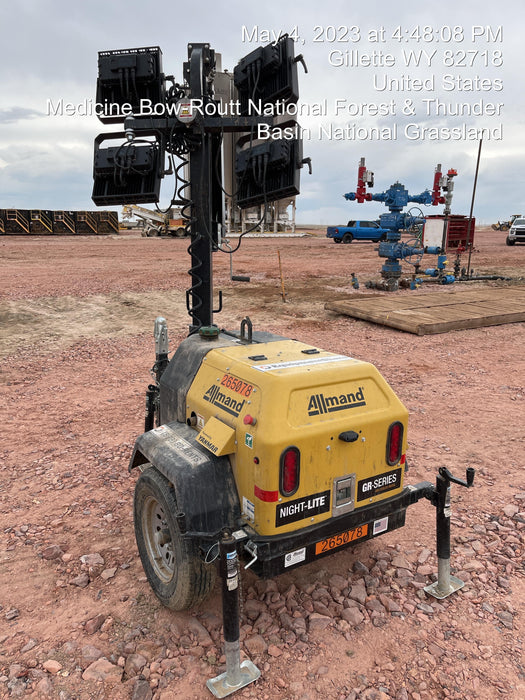 2022 Allmand NLV3GR (4) LED Light Fixture 350W, 23' Vertical Mast, 3kW Prime, Towable, ES Decals, T3