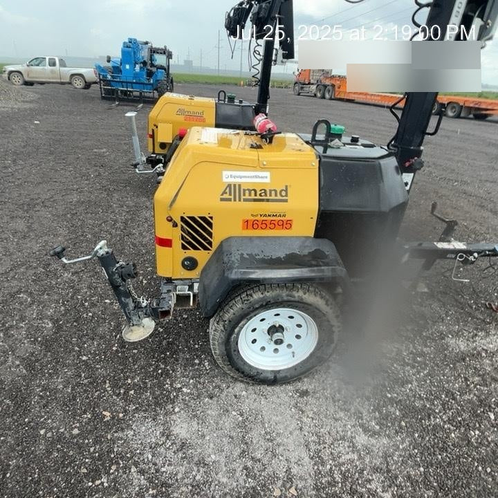 2021 Allmand NLV3GR (4) LED Light Fixture 350W, 23' Vertical Mast, 3kW Prime, Towable, Deep Sea L401, Leveling Jacks, Yanmar T4F 5.8hp