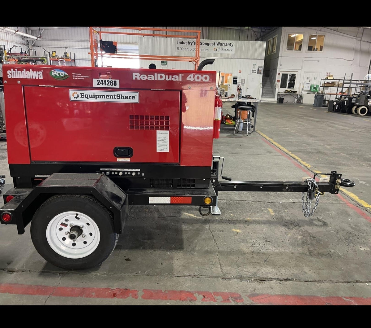 2022 Shindaiwa DGW400MDL Kubota D902 Engine, 23 HP, Dual Op Welder, Wire, Arc, Droop Stick, Tig, and CC Stick Functionality, Simulphase, 3 Phase and 1 Phase Gen Output, Single Axle NB Trlr, Slr Trckl Chrg 12V 12W, Fire Ext