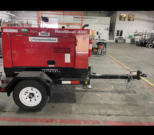 2022 Shindaiwa DGW400MDL Kubota D902 Engine, 23 HP, Dual Op Welder, Wire, Arc, Droop Stick, Tig, and CC Stick Functionality, Simulphase, 3 Phase and 1 Phase Gen Output, Single Axle NB Trlr, Slr Trckl Chrg 12V 12W, Fire Ext