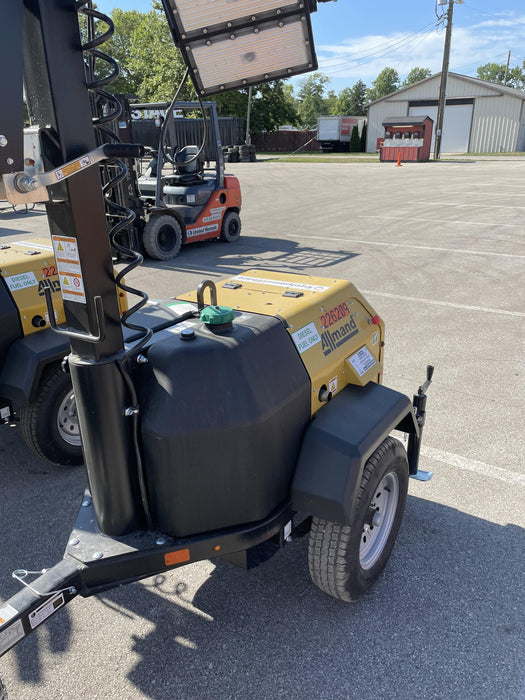 2022 Allmand NLV3GR (4) LED Light Fixture 350W, 23' Vertical Mast, 3kW Prime, Towable, Deep Sea L401, Leveling Jacks, Yanmar T4F 5.8hp