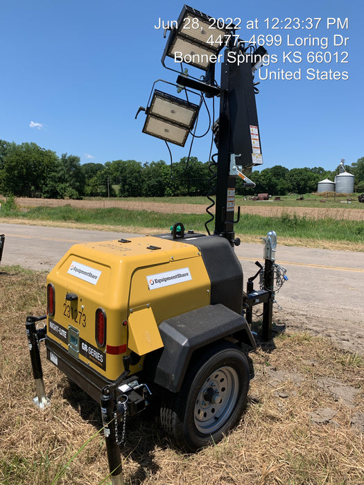 2022 Allmand NLV3GR (4) LED Light Fixture 350W, 23' Vertical Mast, 3kW Prime, Towable, Deep Sea L401, Leveling Jacks, Yanmar T4F 5.8hp