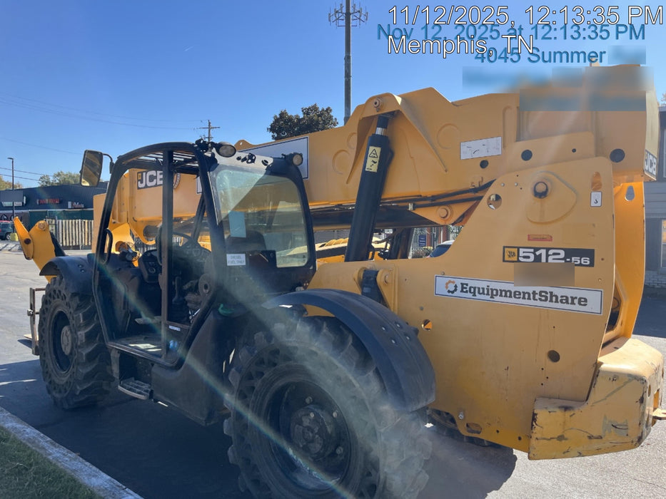 2019 JCB 512-56 109 HP w/Open ROPS, Beacon, Aux Hydraulics, Worklights, Solid Tires 60" Carriage/Forks