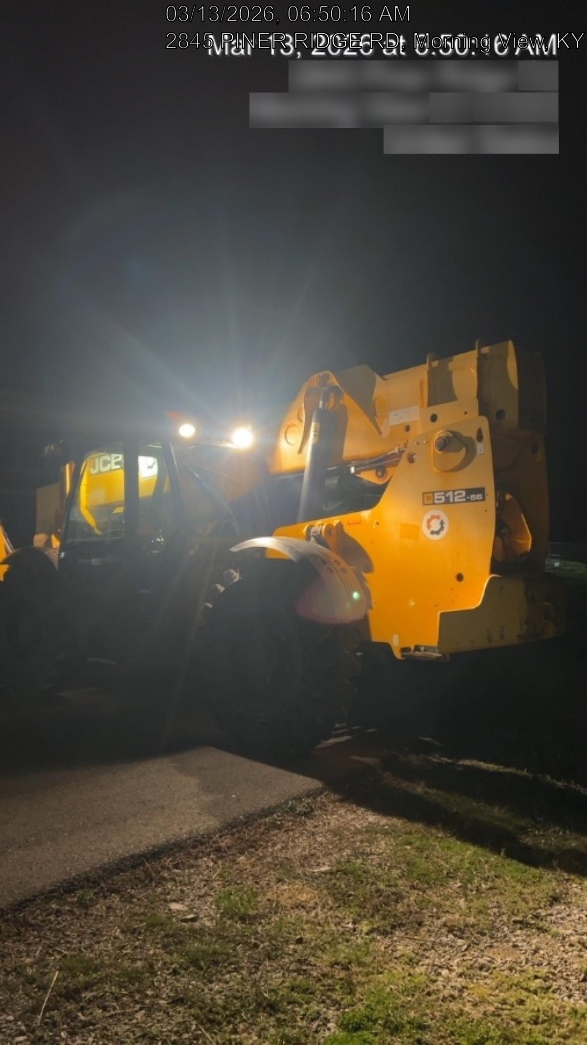 2019 JCB 512-56 Cab/Heat/Air, 109 HP, Solid Tires, STD Worklight, Beacon, Aux Hydraulics, Lifting Eye, Back up Alarm w/66" Carriage/60" Forks