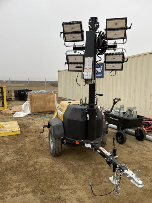 2022 Allmand NLV3GR (4) LED Light Fixture 350W, 23' Vertical Mast, 3kW Prime, Towable, ES Decals, T3