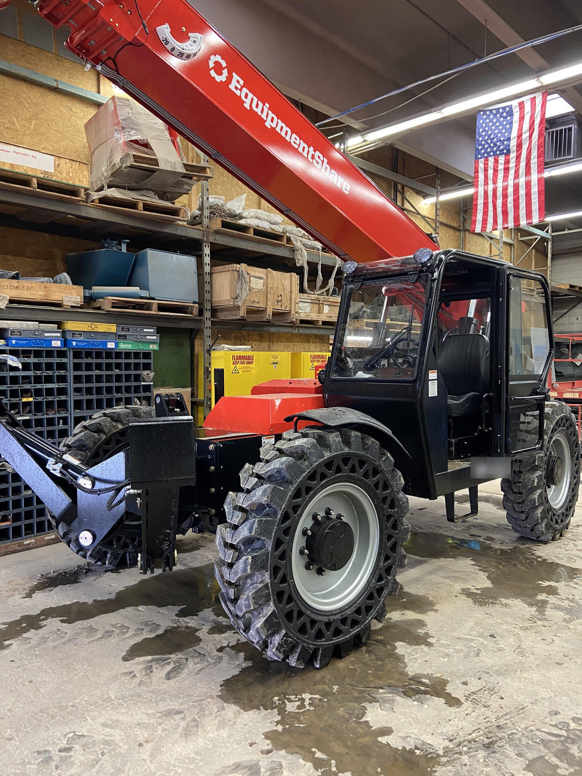 2020 Manitou MTA10055 Cab/Heat/Air, LED Work Lights, Solid Tires, Lift Hook, Beacon, Auxiliary Hydraulics w/66" Carriage and 60" Forks