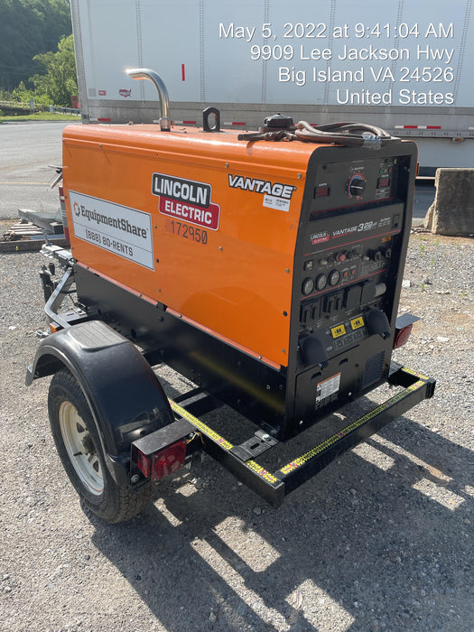 2021 Lincoln Electric Vantage 322 Vantage 322 Ready Pak 3 w/ Decals, ORANGE (includes trailer, cable rack, fender light kit) NO Telematics