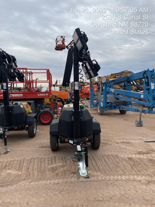 2022 Allmand NLV3GR (4) LED Light Fixture 350W, 23' Vertical Mast, 3kW Prime, Towable, Deep Sea L401, Leveling Jacks, Yanmar T4F 5.8hp