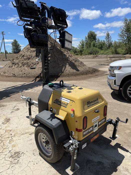 2022 Allmand NLV3GR (4) LED Light Fixture 350W, 23' Vertical Mast, 3kW Prime, Towable, Deep Sea L401, Leveling Jacks, Yanmar T4F 5.8hp