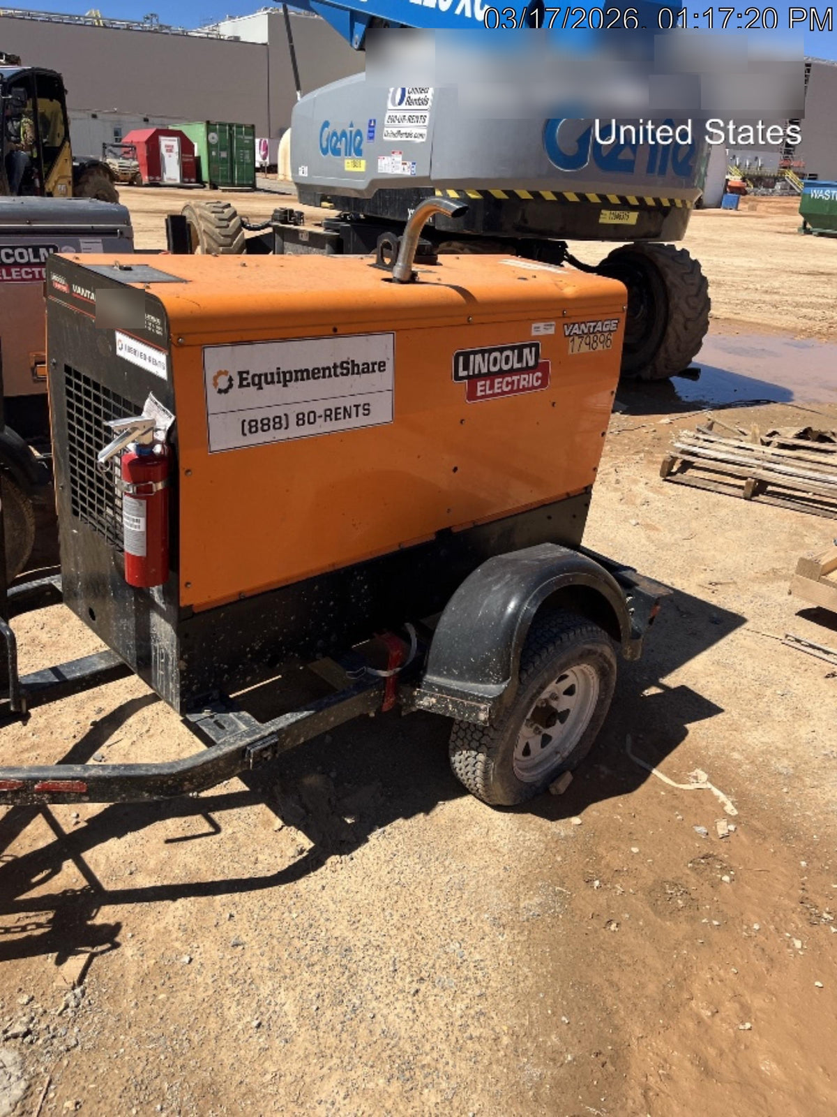 2021 Lincoln Electric Vantage 322 Vantage 322 Ready Pak 3 w/ Decals, ORANGE (includes trailer, cable rack, fender light kit) NO Telematics