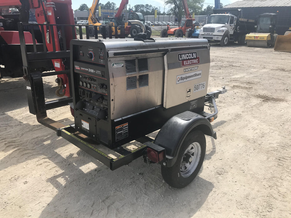 2019 Lincoln Electric Vantage 322 Welder Ready-Pak 3, Two wheel trailer, Fender and Light kit, Cable Rack