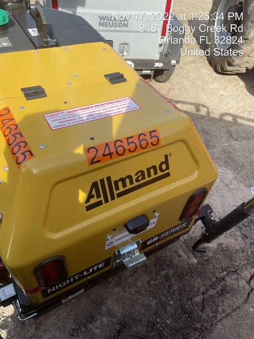 2022 Allmand NLV3GR (4) LED Light Fixture 350W, 23' Vertical Mast, 3kW Prime, Towable