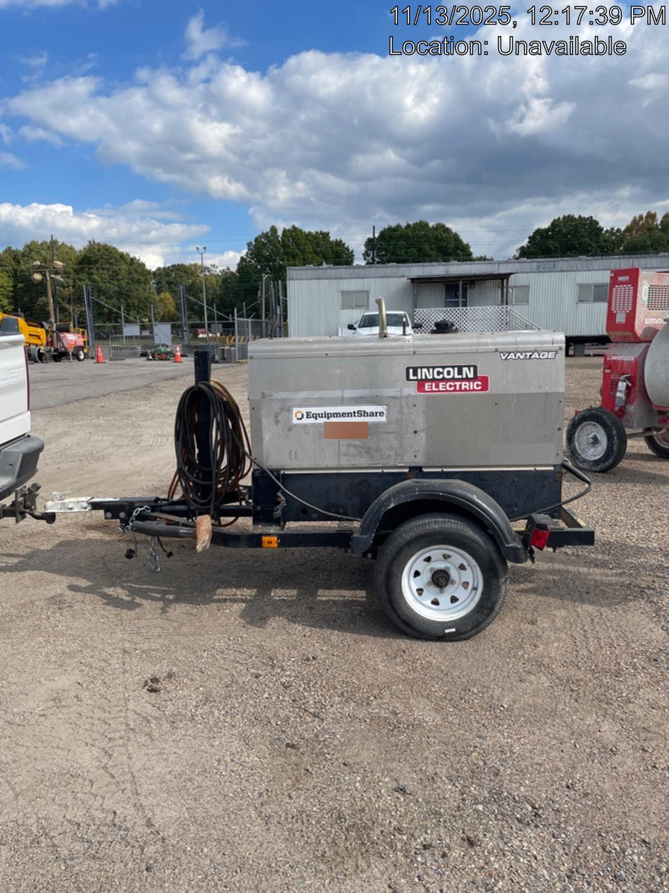 2019 Lincoln Electric Vantage 322 Welder Ready-Pak 3, Two wheel trailer, Fender and Light kit, Cable Rack