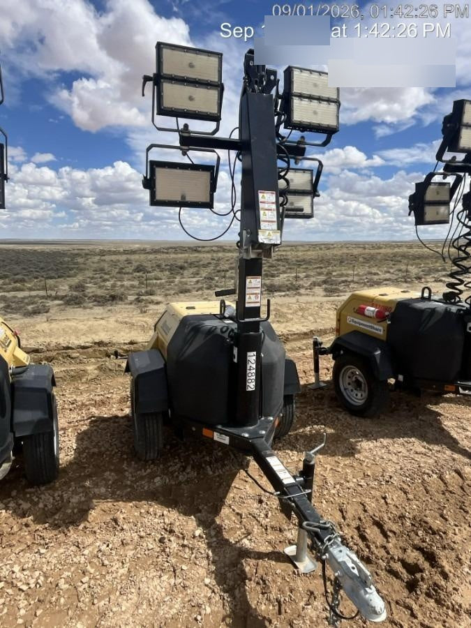 2020 Allmand NLV3GR (4) LED Light Fixture 350W, 23' Vertical Mast, 3kW Prime, Towable, Deep Sea L401, Leveling Jacks, Yanmar T4F 5.8hp