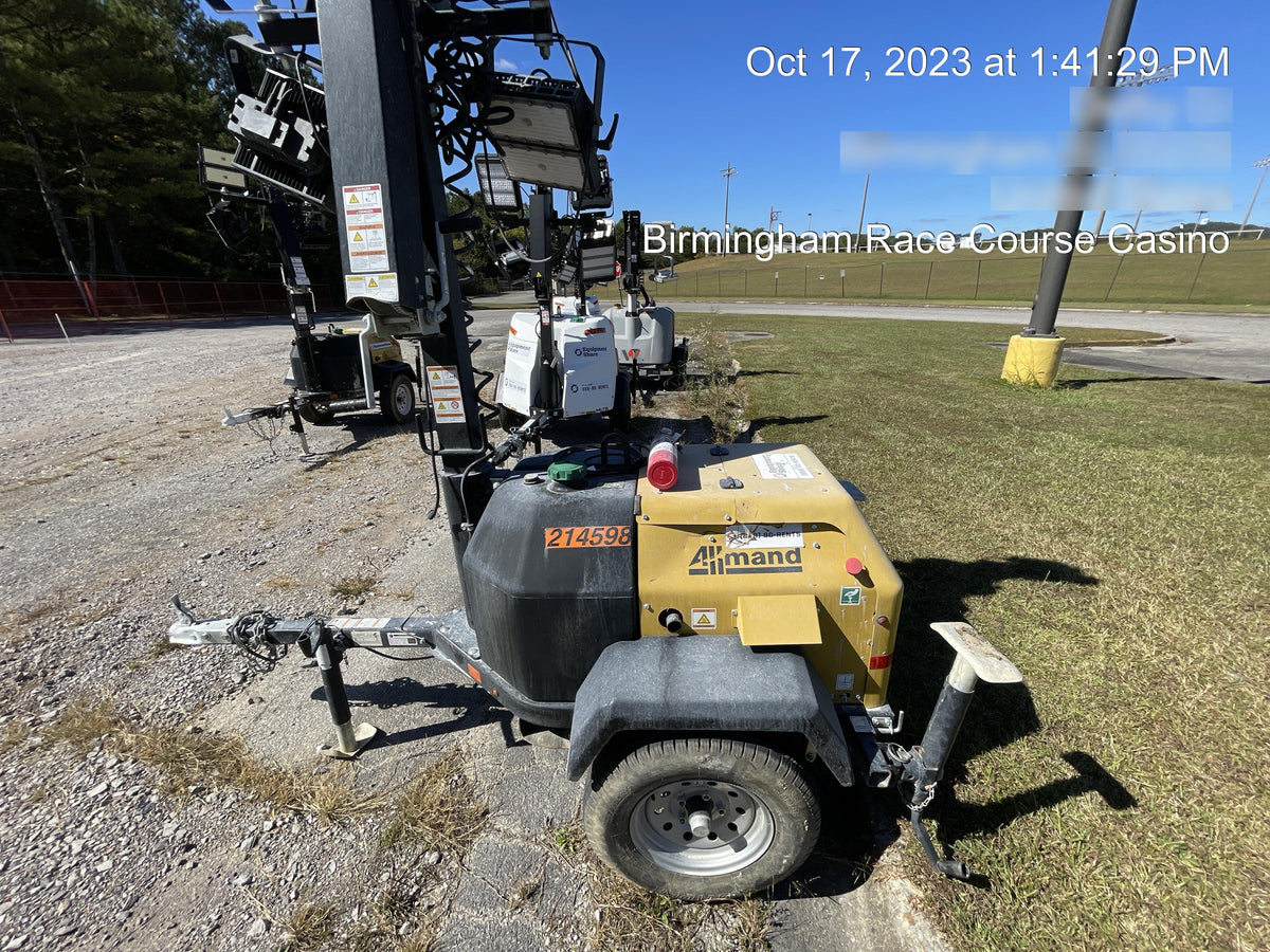 2022 Allmand NLV3GR (4) LED Light Fixture 350W, 23' Vertical Mast, 3kW Prime, Towable, Deep Sea L401, Leveling Jacks, Yanmar T4F 5.8hp