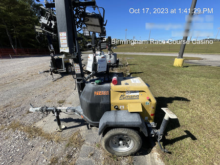 2022 Allmand NLV3GR (4) LED Light Fixture 350W, 23' Vertical Mast, 3kW Prime, Towable, Deep Sea L401, Leveling Jacks, Yanmar T4F 5.8hp