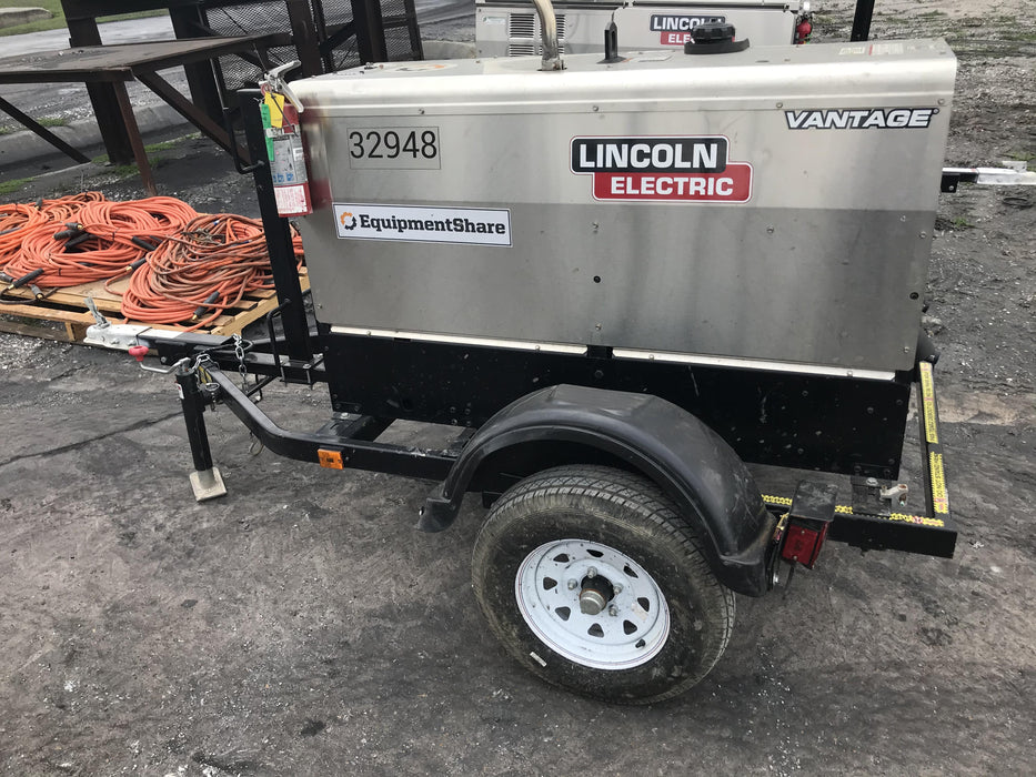 2019 Lincoln Electric Vantage 322 Welder Ready-Pak 3, Two wheel trailer, Fender and Light kit, Cable Rack