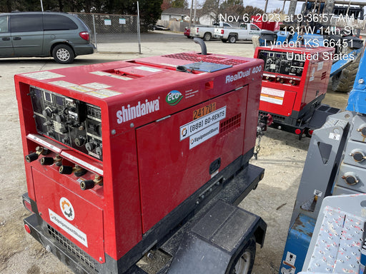 2022 Shindaiwa DGW400MDL Kubota D902 Engine, 23 HP, Dual Op Welder, Wire, Arc, Droop Stick, Tig, and CC Stick Functionality, Simulphase, 3 Phase and 1 Phase Gen Output, Single Axle NB Trlr, Slr Trckl Chrg 12V 12W, Fire Ext