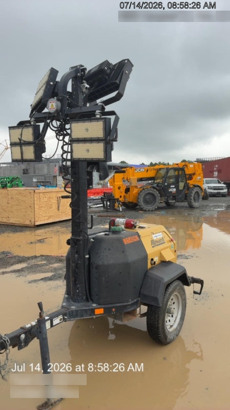 2022 Allmand NLV3GR (4) LED Light Fixture 350W, 23' Vertical Mast, 3kW Prime, Towable, Deep Sea L401, Leveling Jacks, Yanmar T4F 5.8hp