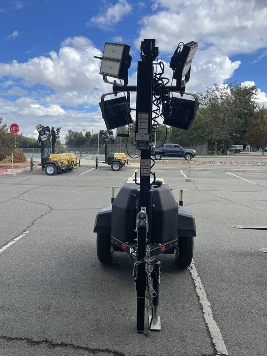 2021 Allmand NLV3GR (4) LED Light Fixture 350W, 23' Vertical Mast, 3kW Prime, Towable, Deep Sea L401, Leveling Jacks, Yanmar T4F 5.8hp