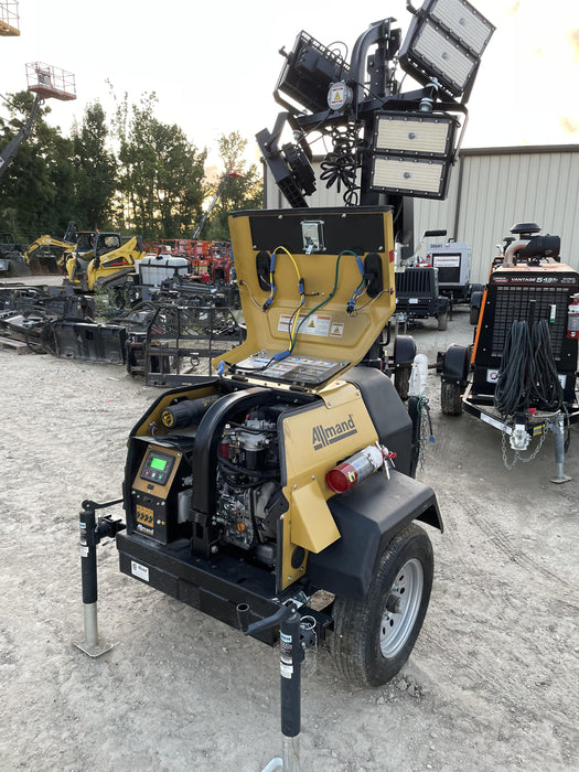 2022 Allmand NLV3GR (4) LED Light Fixture 350W, 23' Vertical Mast, 3kW Prime, Towable, Deep Sea L401, Leveling Jacks, Yanmar T4F 5.8hp