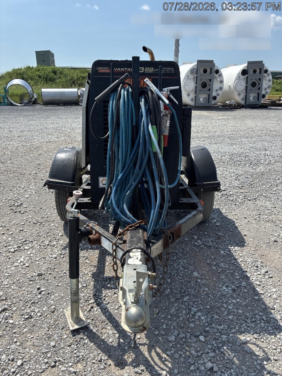 2019 Lincoln Electric Vantage 322 Welder Ready-Pak 3, Two wheel trailer, Fender and Light kit, Cable Rack