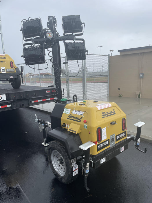 2022 Allmand NLV3GR (4) LED Light Fixture 350W, 23' Vertical Mast, 3kW Prime, Towable, ES Decals, T3