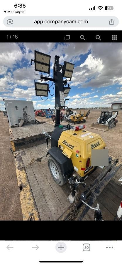 2022 Allmand NLV3GR (4) LED Light Fixture 350W, 23' Vertical Mast, 3kW Prime, Towable, ES Decals, T3