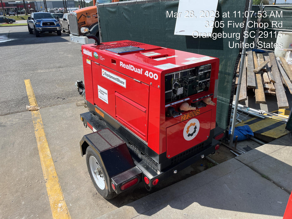 2022 Shindaiwa DGW400MDL Kubota D902 Engine, 23 HP, Dual Op Welder, Wire, Arc, Droop Stick, Tig, and CC Stick Functionality, Simulphase, 3 Phase and 1 Phase Gen Output, Single Axle NB Trlr, Slr Trckl Chrg 12V 12W, Fire Ext