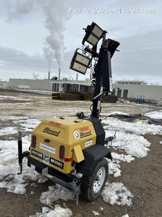 2021 Allmand NLV3GR (4) LED Light Fixture 350W, 23' Vertical Mast, 3kW Prime, Towable, Deep Sea L401, Leveling Jacks, Yanmar T4F 5.8hp