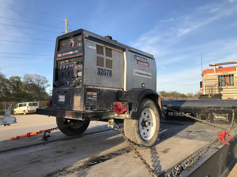 2019 Lincoln Electric Vantage 322 Welder Ready-Pak 3, Two wheel trailer, Fender and Light kit, Cable Rack