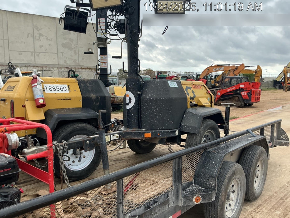 2021 Allmand NLV3GR (4) LED Light Fixture 350W, 23' Vertical Mast, 3kW Prime, Towable, Deep Sea L401, Leveling Jacks, Yanmar T4F 5.8hp