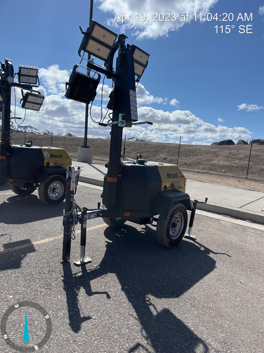 2022 Allmand NLV3GR (4) LED Light Fixture 350W, 23' Vertical Mast, 3kW Prime, Towable, ES Decals, T3