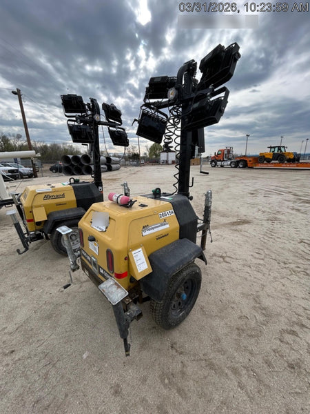 2022 Allmand NLV3GR (4) LED Light Fixture 350W, 23' Vertical Mast, 3kW Prime, Towable, ES Decals, T3