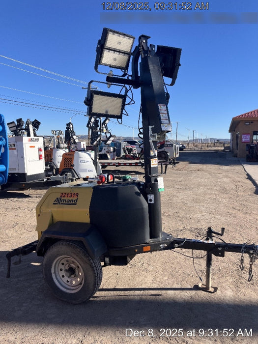 2022 Allmand NLV3GR (4) LED Light Fixture 350W, 23' Vertical Mast, 3kW Prime, Towable, Deep Sea L401, Leveling Jacks, Yanmar T4F 5.8hp