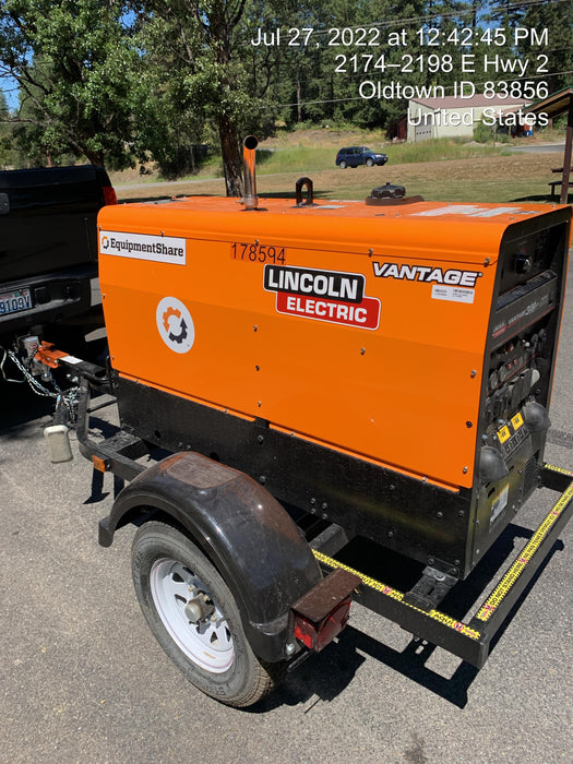 2021 Lincoln Electric Vantage 322 Vantage 322 Ready Pak 3 w/ Decals, ORANGE (includes trailer, cable rack, fender light kit) NO Telematics