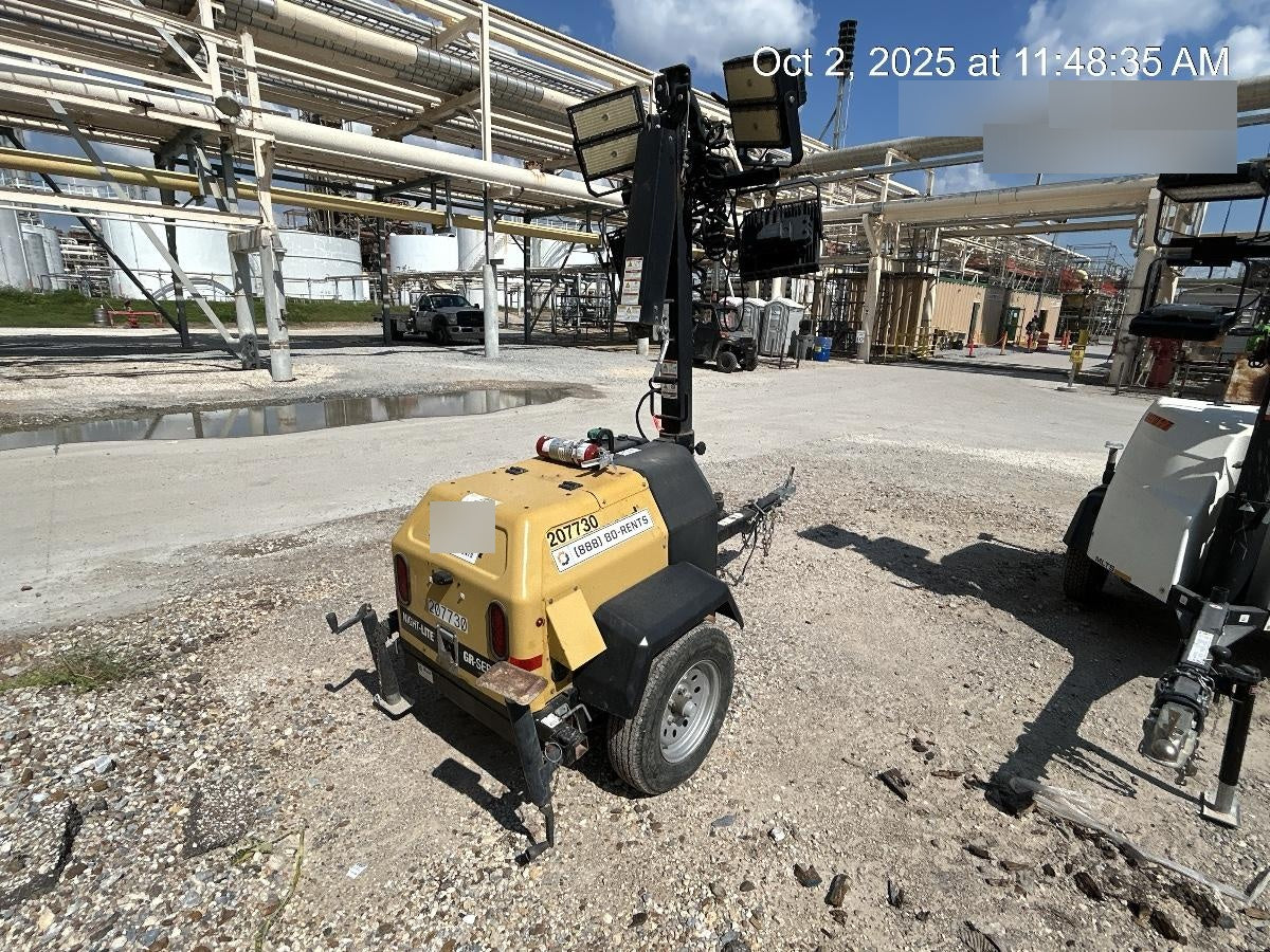 2022 Allmand NLV3GR (4) LED Light Fixture 350W, 23' Vertical Mast, 3kW Prime, Towable, Deep Sea L401, Leveling Jacks, Yanmar T4F 5.8hp