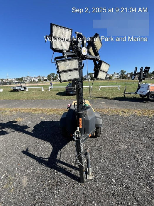 2021 Allmand NLV3GR (4) LED Light Fixture 350W, 23' Vertical Mast, 3kW Prime, Towable, Deep Sea L401, Leveling Jacks, Yanmar T4F 5.8hp