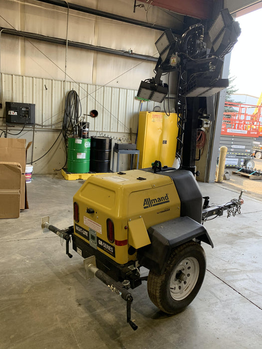 2021 Allmand NLV3GR (4) LED Light Fixture 350W, 23' Vertical Mast, 3kW Prime, Towable, Deep Sea L401, Leveling Jacks, Yanmar T4F 5.8hp