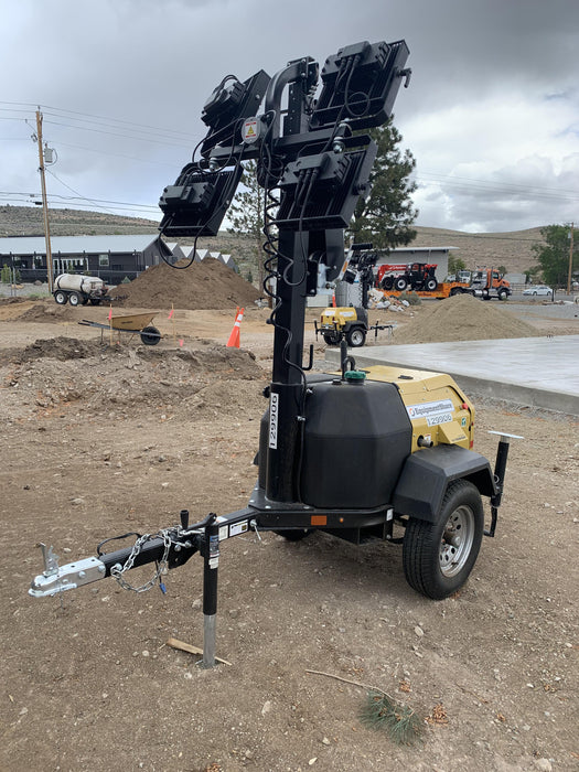 2021 Allmand NLV3GR (4) LED Light Fixture 350W, 23' Vertical Mast, 3kW Prime, Towable, Deep Sea L401, Leveling Jacks, Yanmar T4F 5.8hp